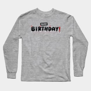 Cute Funny Google Eye Happy Birthday Letter Characters Long Sleeve T-Shirt